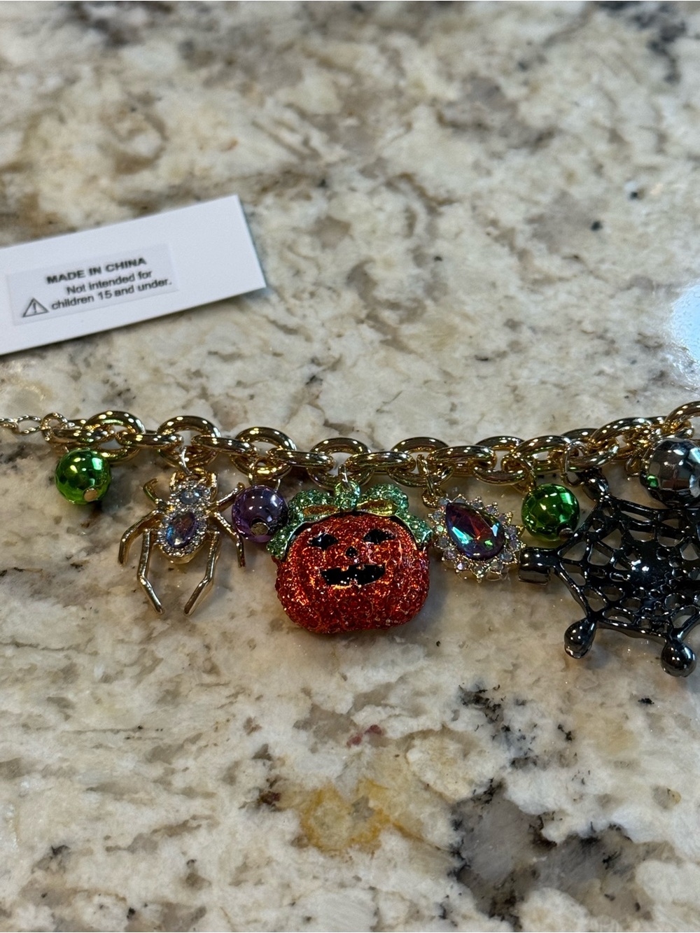 NEW Betsey Johnson Halloween CHARM BRACELET (Spider, Pumpkin, Spiderweb, Candy) - Picture 5 of 11